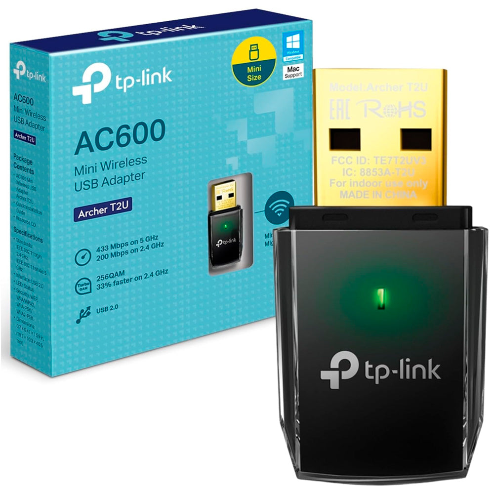 Mini Adaptador Wifi Tp-Link Archer T2U AC600 USB Dual Band / 2.4GHz / 5GHz - 600Mbps