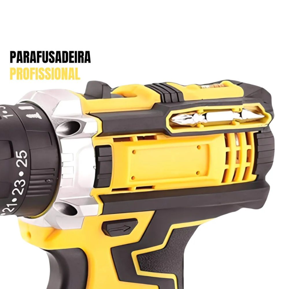Parafusadeira Furadeira De Impacto Profissional 21v TB-21PX 2 Baterias Sem Fio E Acessórios Com Maleta 60Hz Amarelo