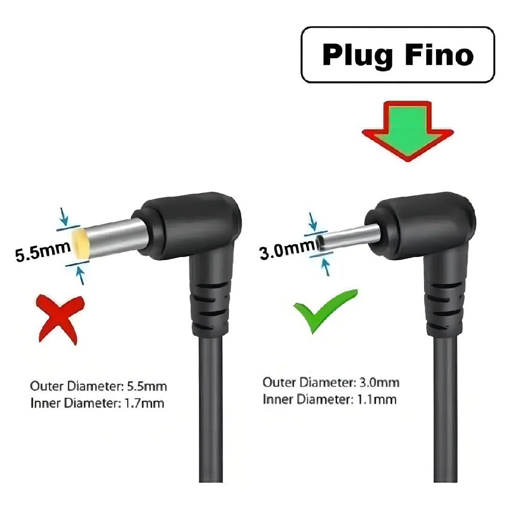 Fonte Para Notebook Compatível Acer, 19v, 3.42A, Plug Pino Fino 3,0mm x 1,0mm