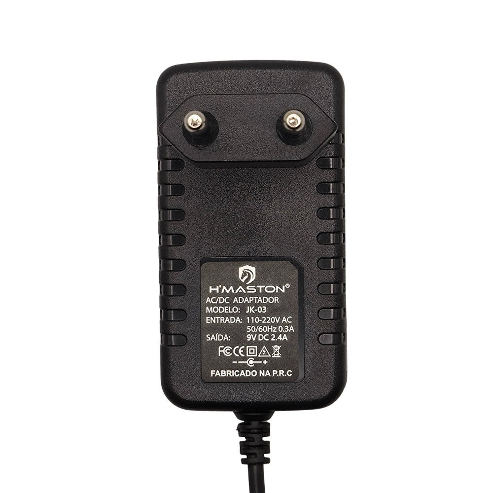 Fonte de Alimentação AC/DC 9V 2.4A, Plug 5.5mm P4, JK-03, H'Maston- Preto