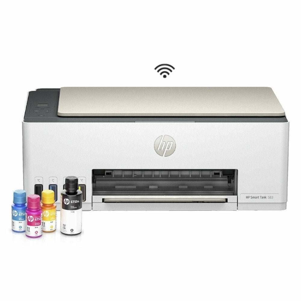 Impressora Multifuncional HP Smart Tank 583 Tanque Tinta GT52/GT53 Wi-Fi USB 2.0, Cor 4x6ppm, Copiadora, Bivolt, Branco
