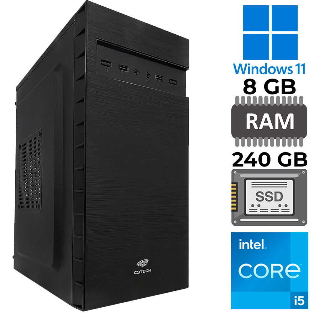 Computador Core i5-10600, RAM 8GB DDR4, SSD 240, GT-H510 Com Slot M2, Rede Gigabit, MT-32BK, Windows 11