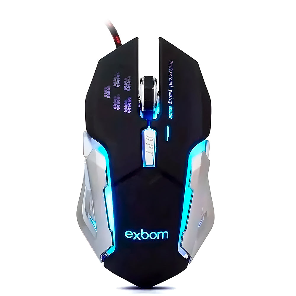Kit Teclado e Mouse Gamer, iluminação de LED e Acabamento de Metal, ABNT 02511, EXBOM BK-G3000 - Preto