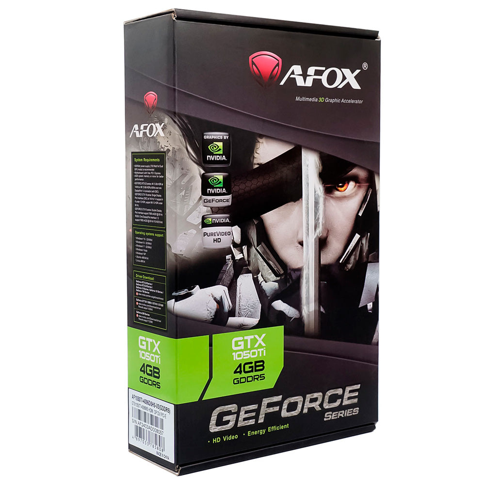 Placa de Vídeo Afox Geforce GTX1050TI 4GB DDR5 128 Bits - AF1050TI-4096D5H5-V3