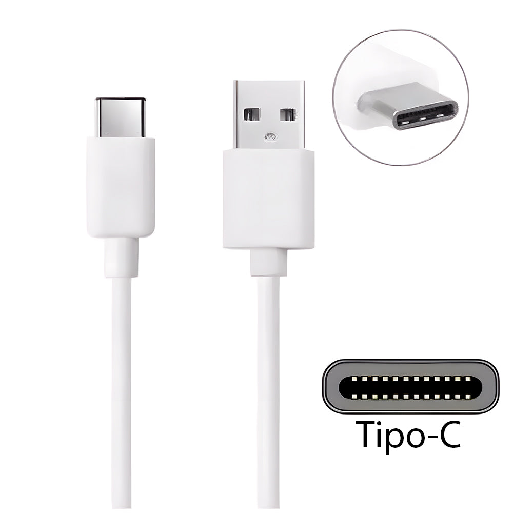 Cabo USB Para USB-C, Carregamento Rápido, 6A, 30cm Comprimento, Lehmox, LE-377, Branco