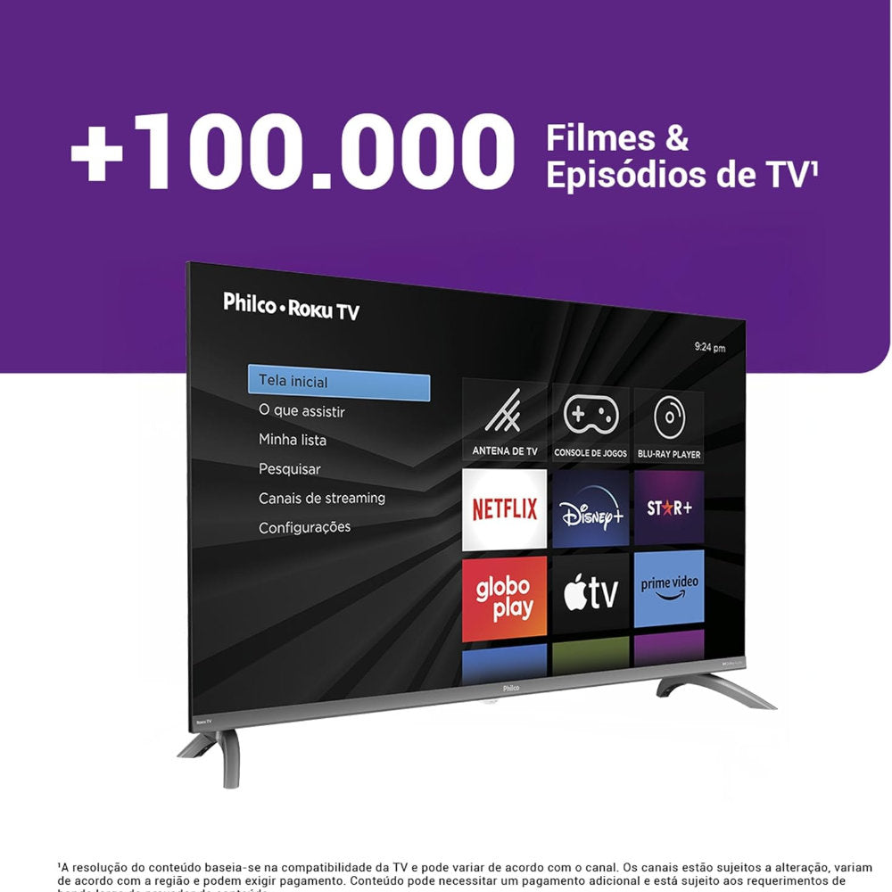Smart TV 32" Philco Roku P32CRA HD Wi-Fi Dual Band Dolby Audio Borda Infinita
