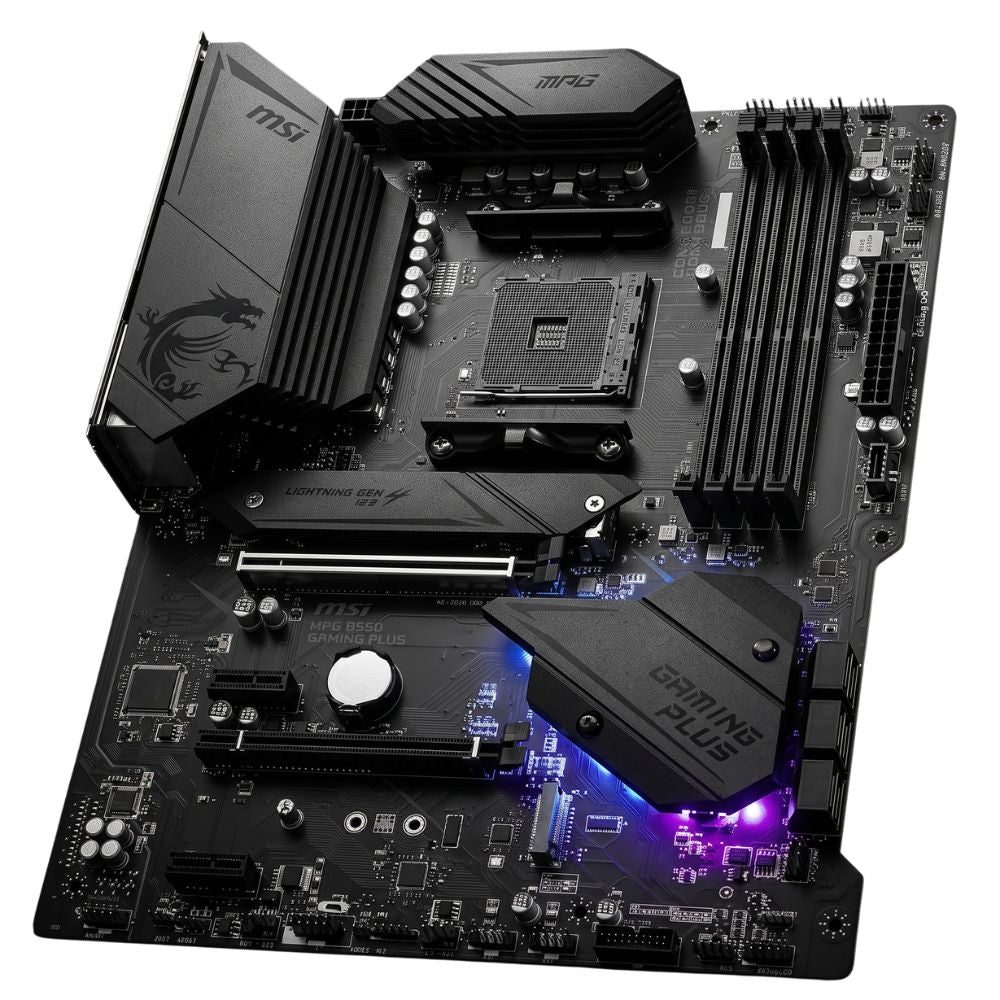 Placa Mãe MSI B550 MPG Gaming Plus Socket AM4 ATX DDR4-SDRAM PCIe 4.0, M.2, USB 3.2 - Preto