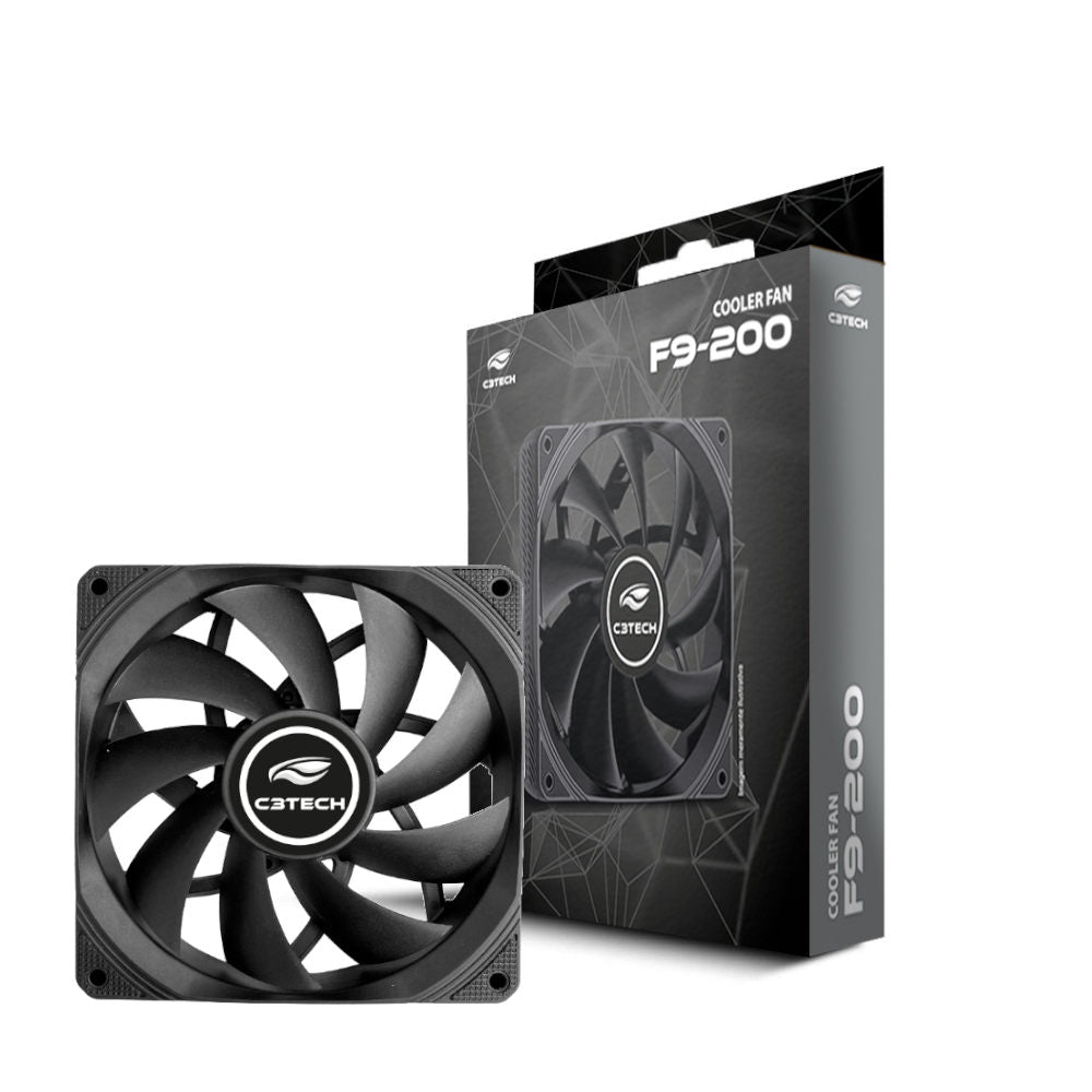 Cooler Fan F9-200BK C3Tech 9 Lâminas, Rolamento Hidráulico, Fluxo 45 CFM, 1.200 RPM, Silencioso Conector Molex 4 Pinos