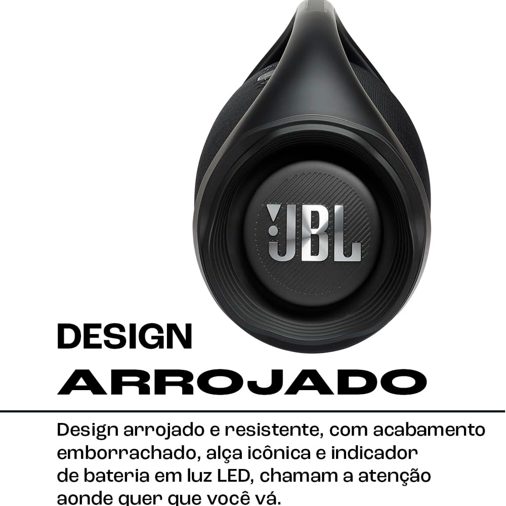 Caixa de Som Portátil JBL Boombox 2, RMS 80W, Bluetooth 5.1, À Prova D'Água, JBLBOOMBOX2BLK, Preto