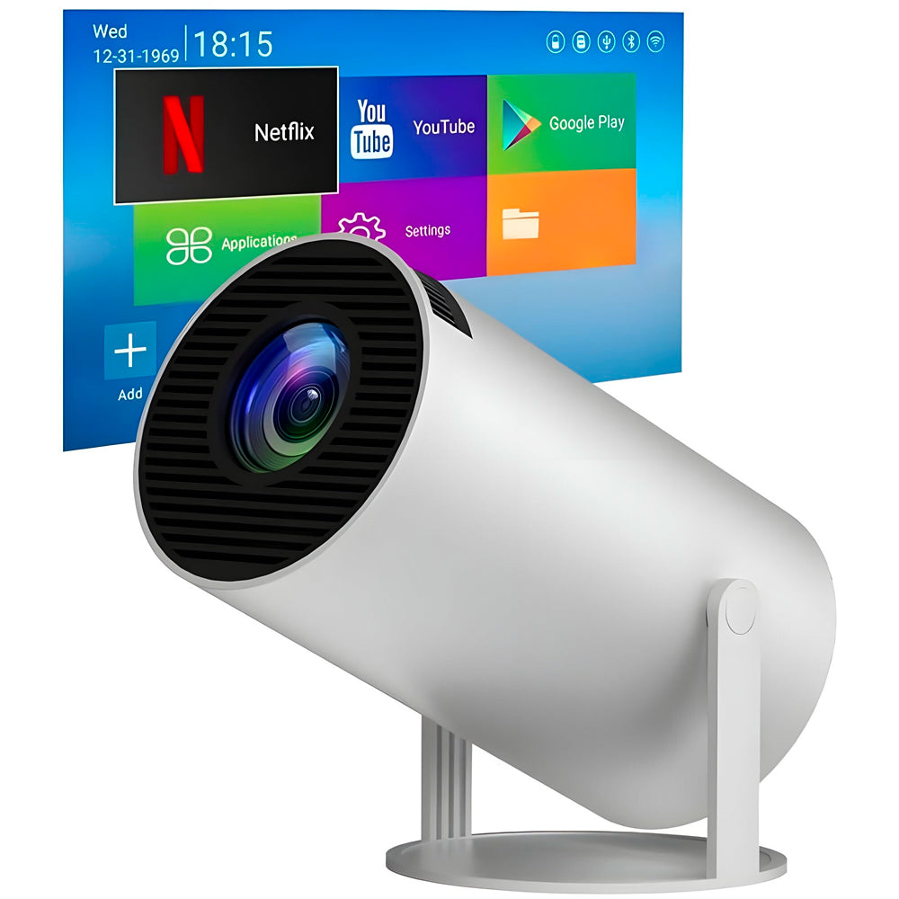 Mini Projetor Portatil, 5G, WiFi, Bluetooth 5.0, Android 11, 8000 Lumens, LED 4K FHD - HY300