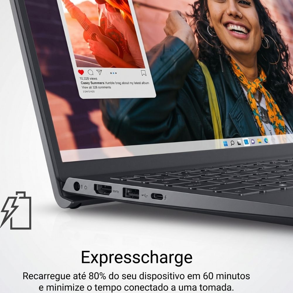 Notebook Dell Inspiron I15-I1300-A60P Intel Core i5 13 Gen, 16GB RAM, 1TB SSD, 15.6 Full HD Win 11 Preto Carbono