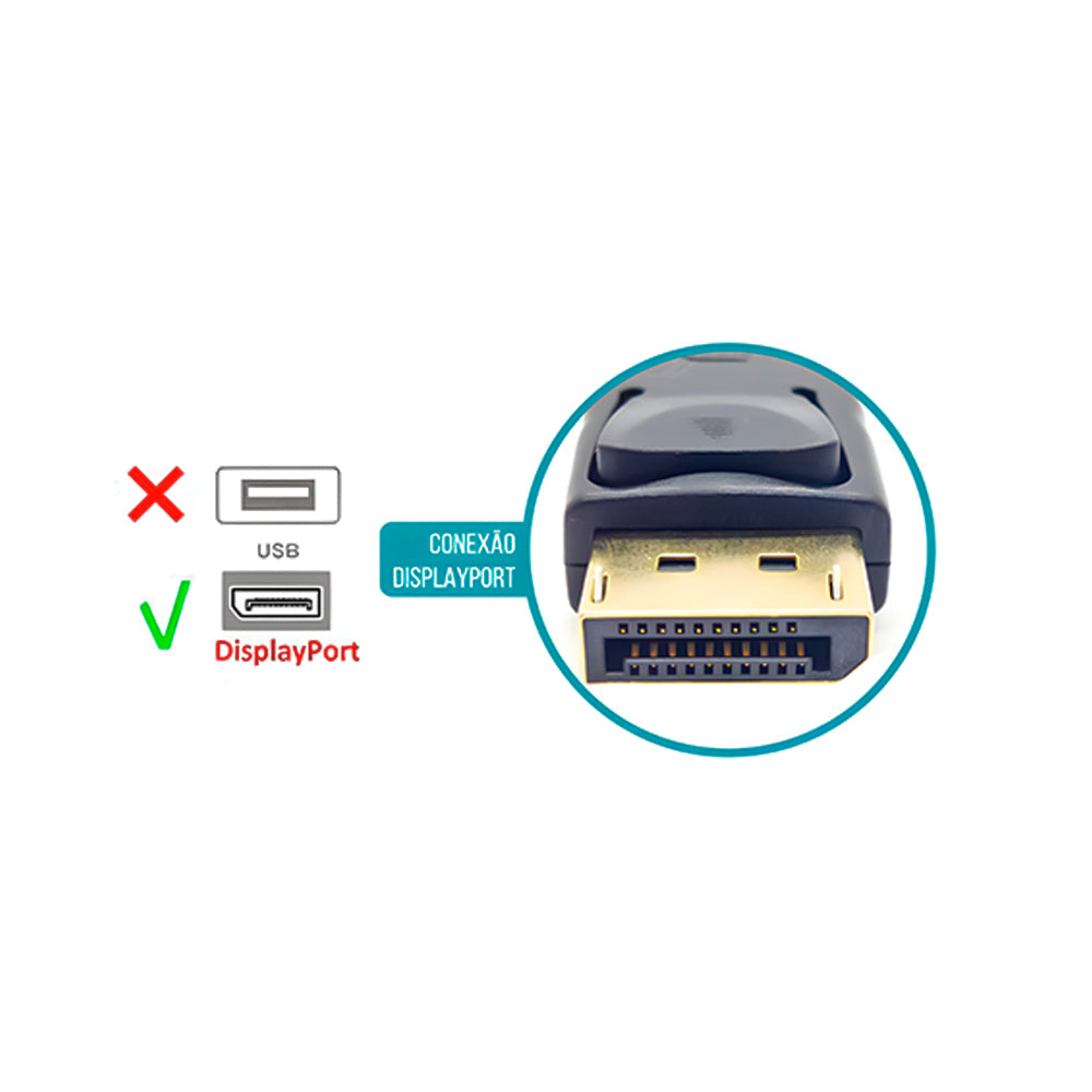 Conversor Displayport Para VGA 1080P KNUP - KP-AD144