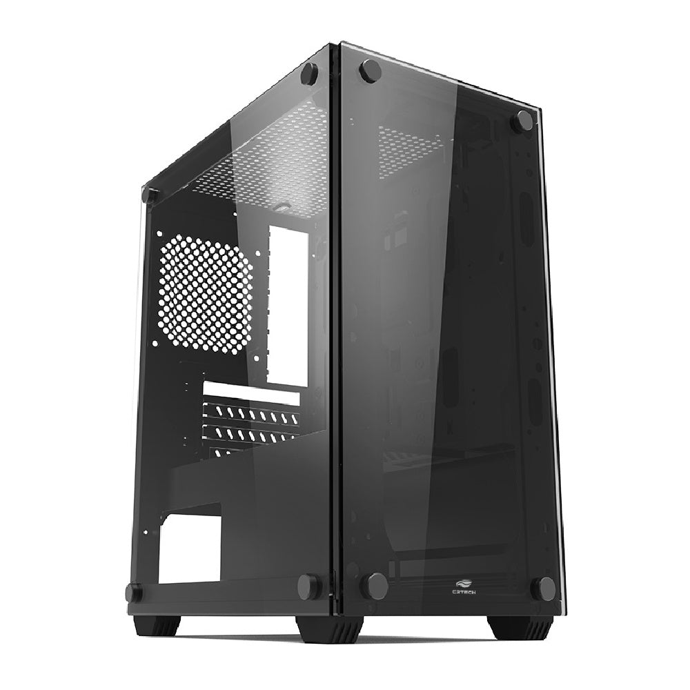 Gabinete Gamer C3Tech MT‑G110BK, Mid Tower, Vidro Temperado, Filtro Antipoeira, Organizador De Cabos, S/Fonte - Preto