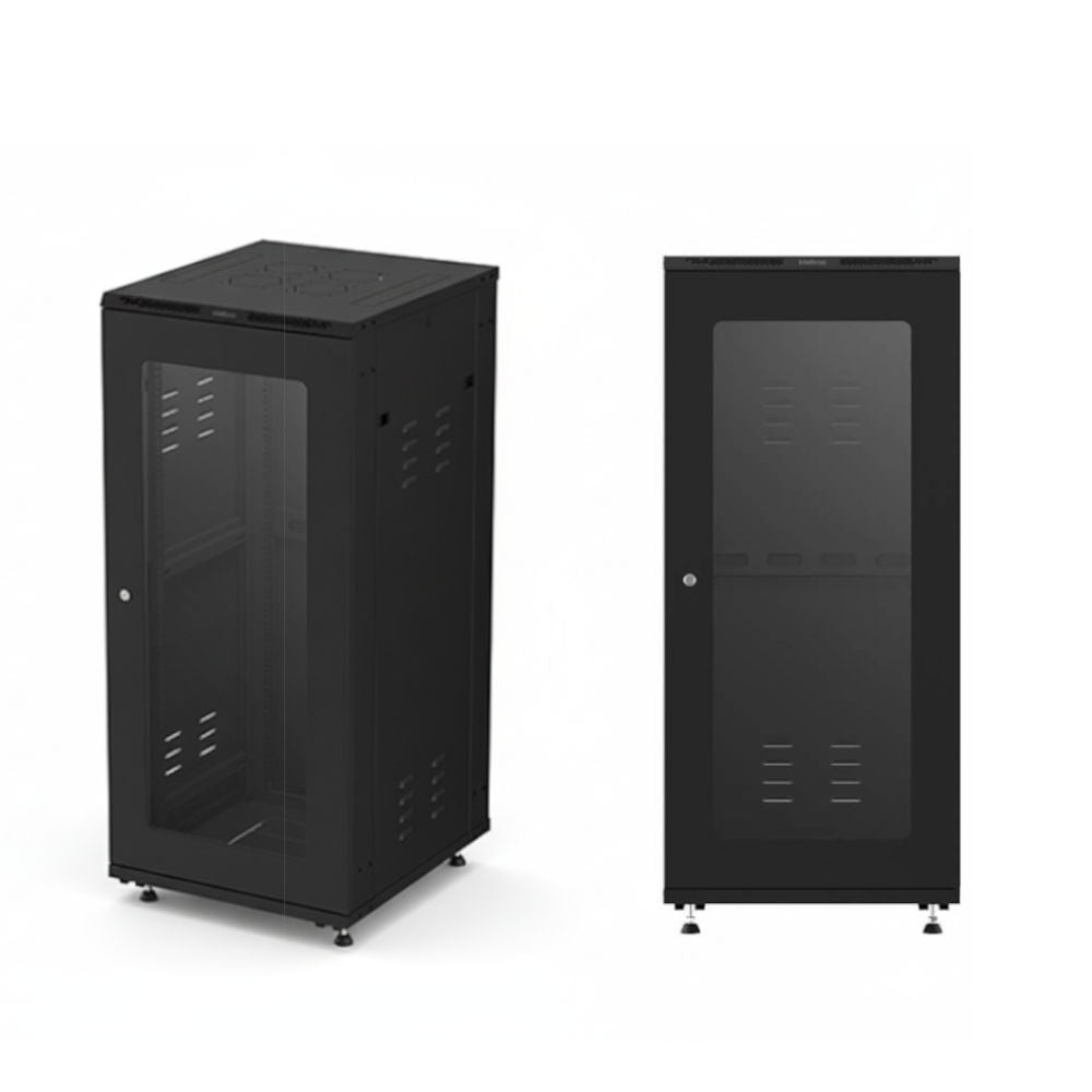 Rack de Piso Intelbras RPD 2867 Desmontável 28U 19" 670mm, 1000kg Carga, Aço SAE 1008, Porta Acrílico, Preto