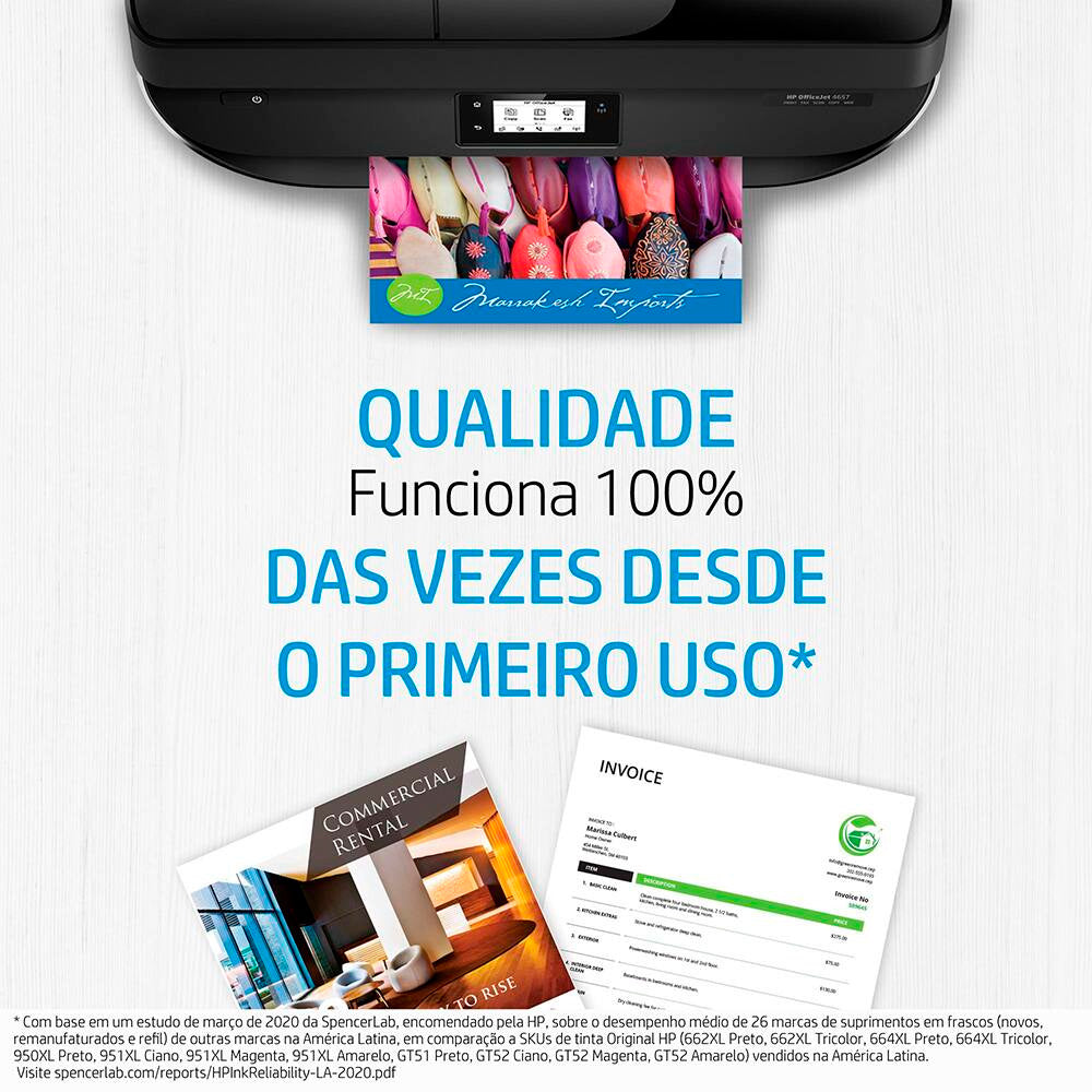 Cartucho HP 667XL Colorido Original 3YM80AB, Para HP Deskjet 2376 2776 6476 5076 5276, Rendimento até 330 Páginas