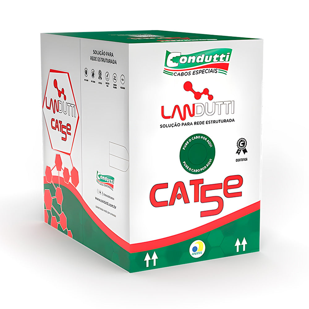 Caixa de Cabo de Rede Landutti UPT Cat5E 100% Cobre, 305 Metros, Condutti, Azul