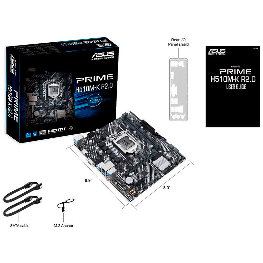 Placa Mãe Asus PRIME H510M-K R2.0, INTEL, H470, mATX, DDR4 - 90MB1E80-C1BAY0