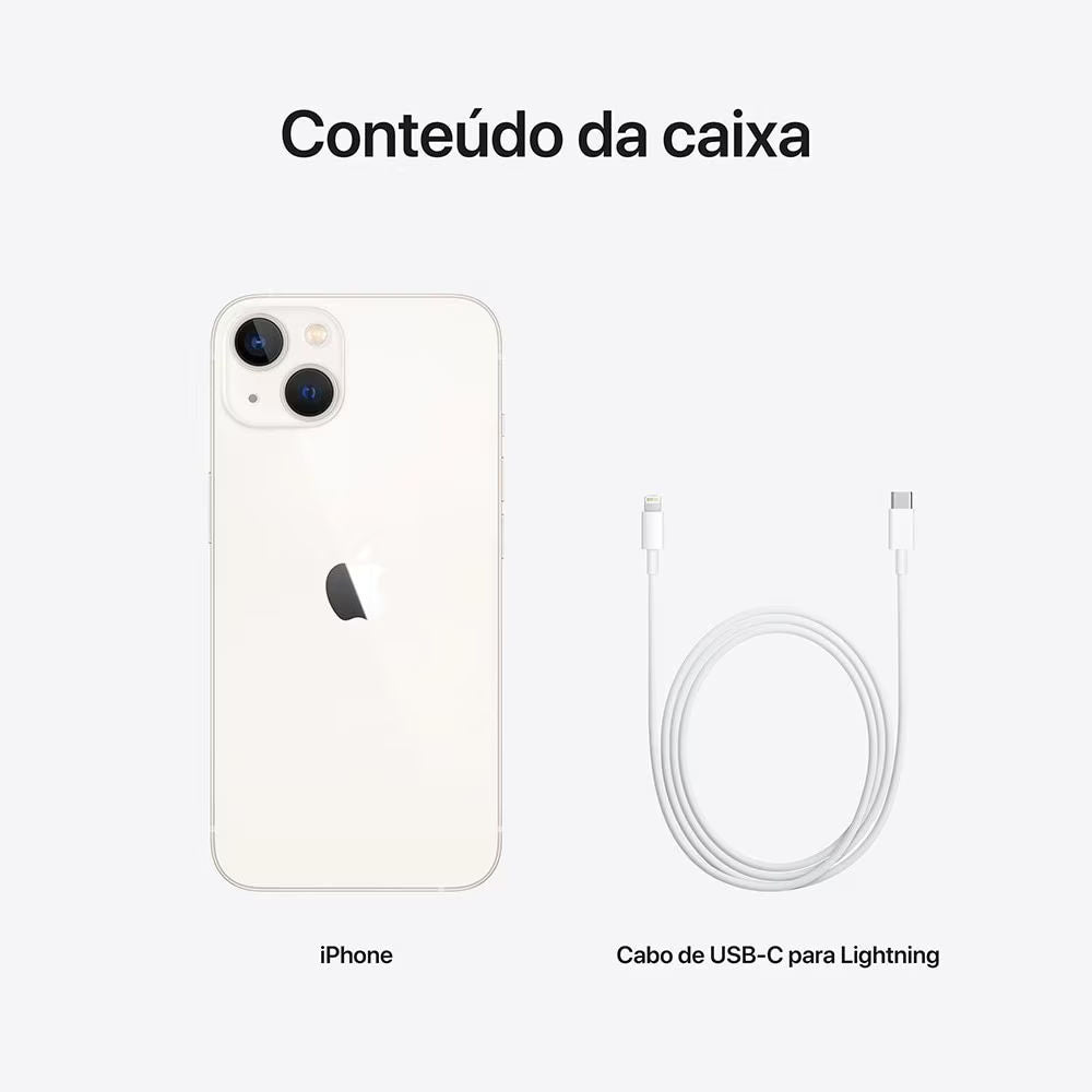iPhone 13 Apple 256GB iOS 15, Chip A15 Bionic, Tela 6.1" Super Retina XDR OLED, Dual 12MP, Face ID, 5G Estelar MLQ73BR/A