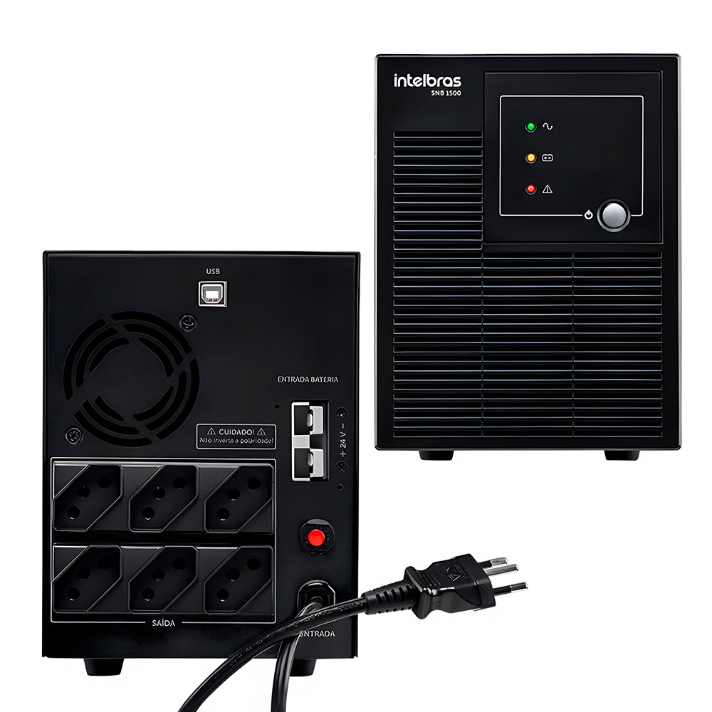 Nobreak Senoidal, Intelbras SNB 1500VA, 6 Tomadas, Entrada Bivolt e Saida 110V - 4822014 - Preto