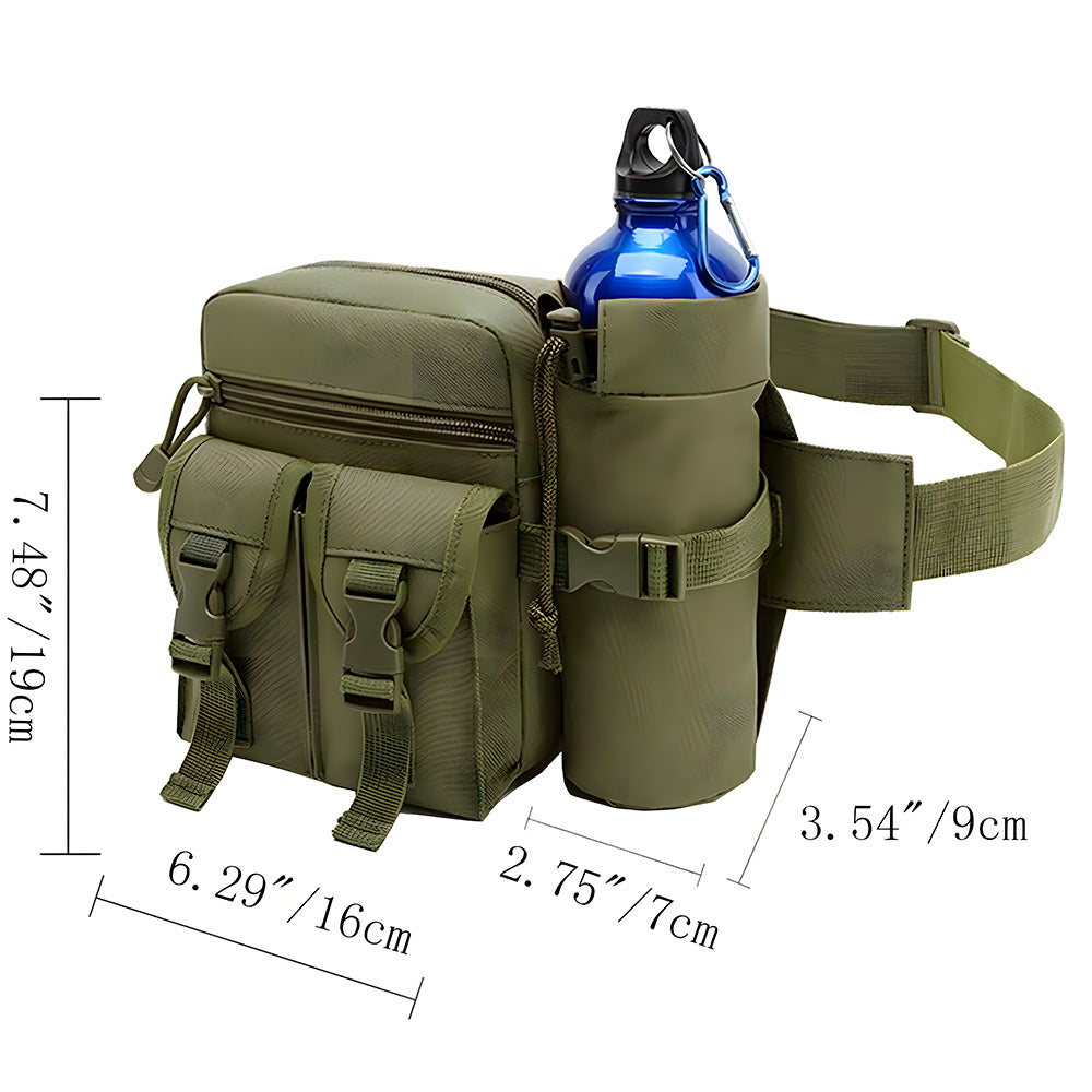 Bolsa de Cintura, Masculina, Pochete Militar, Para Viagens, Com Suporte Para Garrafa De Água, Nylon, Verde