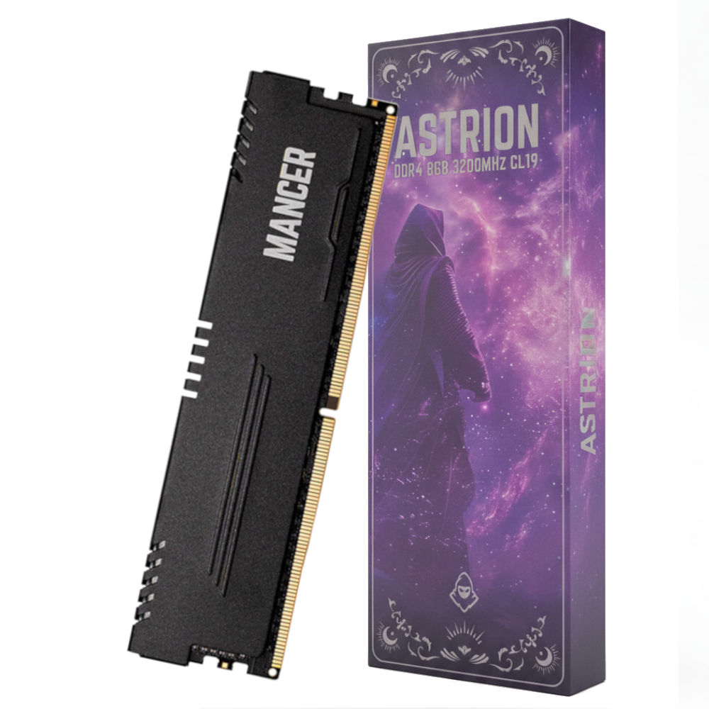 Memória RAM Desktop Mancer Astrion, 8GB (1x8GB), DDR4, 3200MHz, C19, Preto, MCR-ASTN-8GB