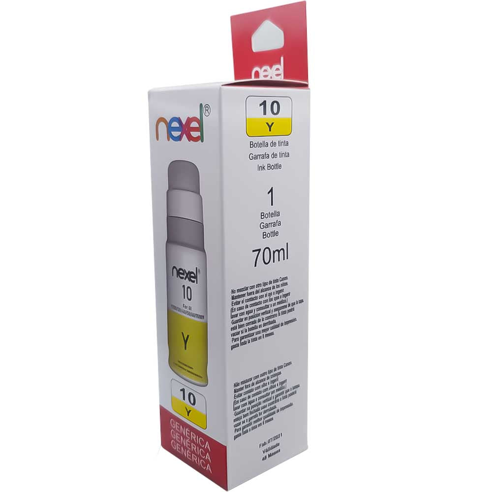 Refil De Tinta Compativel Canon Nexel Amarelo Y10 G5010/ G5070/ G6050/ G6060 70Ml