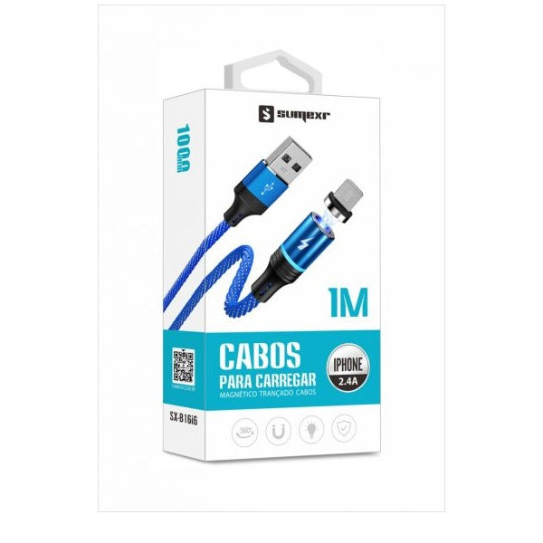 Cabo Magnético Preto Para Iphone 1M 2.4A Sx-b16i6