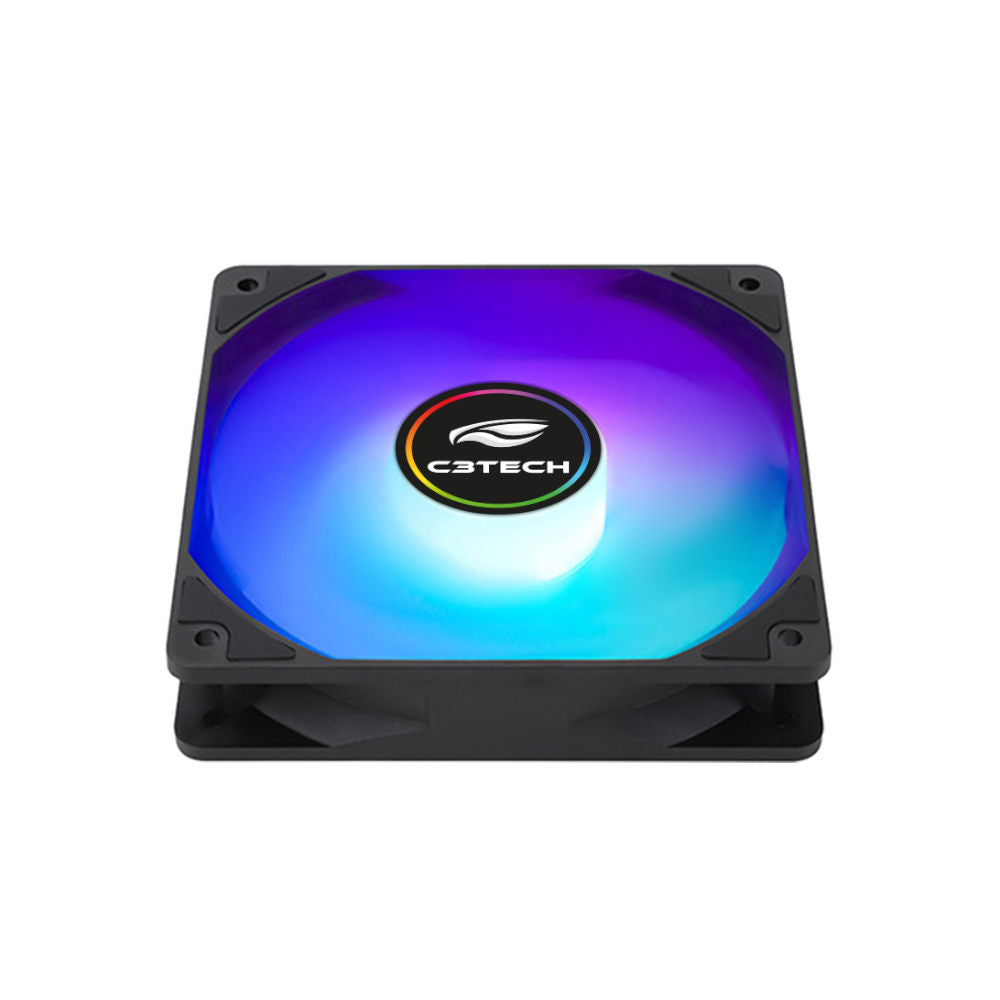 Cooler Fan F9-L260BK Argb 12cm C3Tech 120 mm 9 lâminas, Rolamento Hidráulico, Molex 4‑pinos, 1200 RPM, 35 CFM - Preto