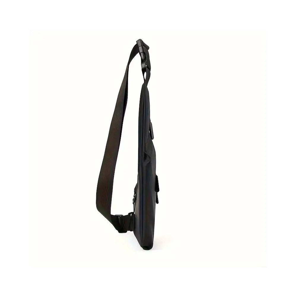 Bolsa Transversal, Slim Bag, 3 Bolsos, Peito E Ombro. Unissex, Resistente e Elegante - Cinza