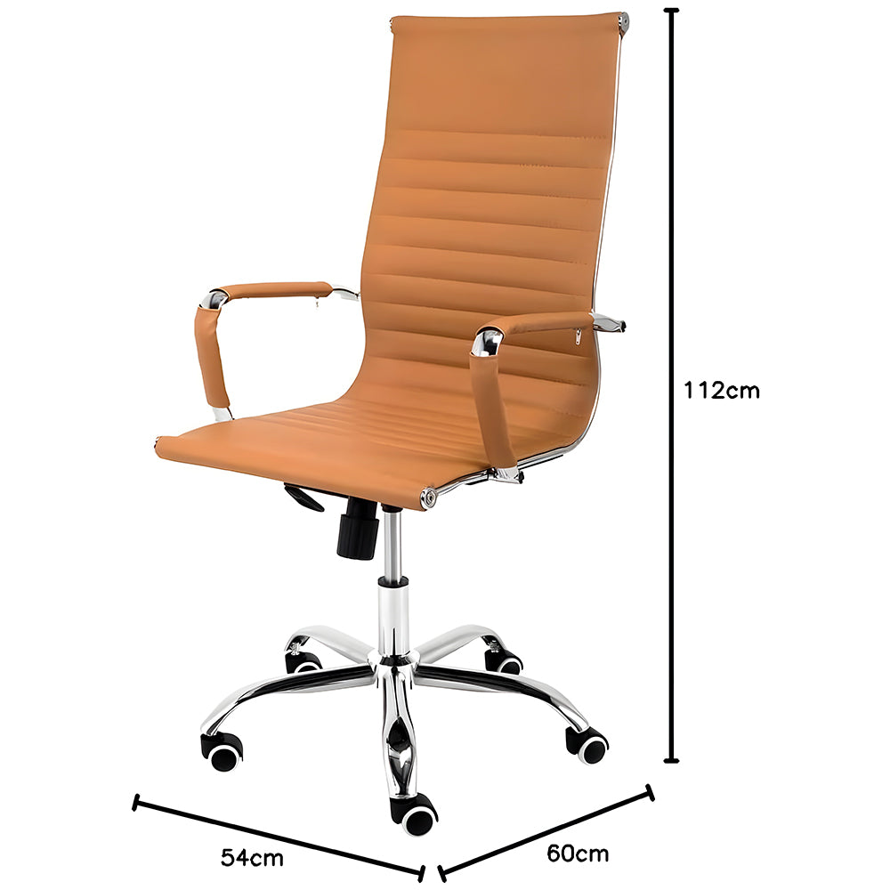 Cadeira de Escritório Presidente Com Função Relax e Base Giratória Moob Boston (Caramelo)