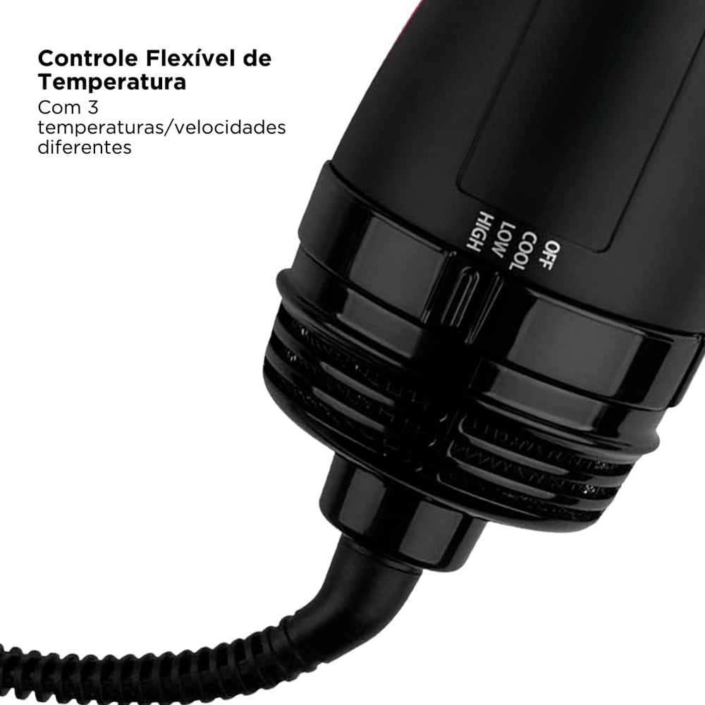 Escova Secadora Alisadora Root Booster Revlon, 220V - Preto