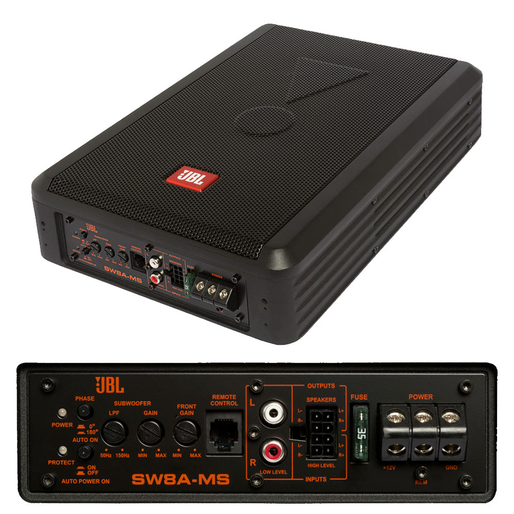 Caixa de Som Subwoofer Amplificada Ativa JBL Slim 8" SW8A-MS 200 Watts Rms + 2 Canais Amplificados 100W 2 Ohms