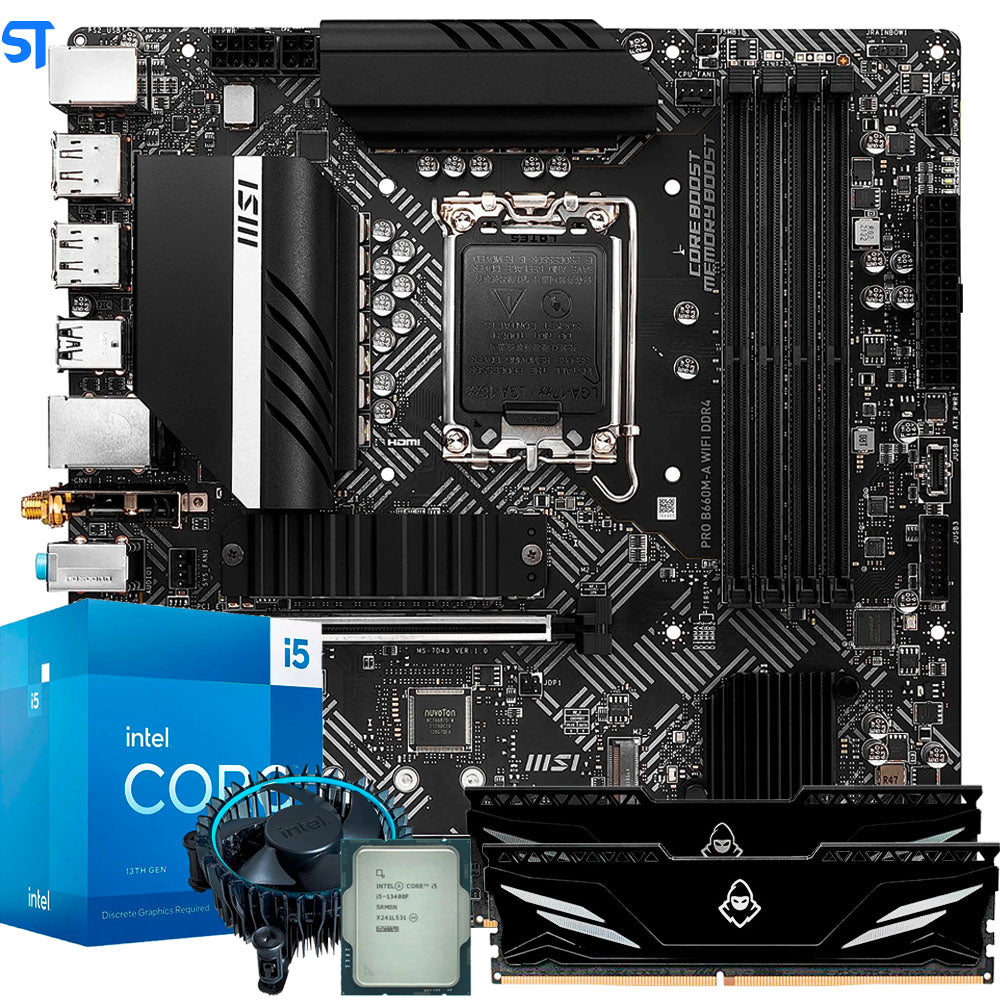 Kit Upgrade Gamer Intel Core i5-13400F, Placa Mãe MSI Pro B660M-A LGA1700 DDR4, 8GB RAM DDR4 3.200MHz Mancer