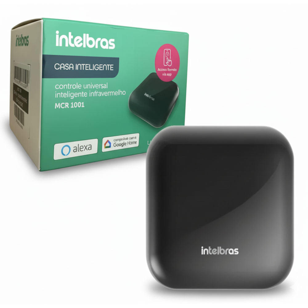 Controle Universal Inteligente IR Intelbras MCR 1001 Wi-Fi 2.4GHz, IR 360° até 15 m, alimentação 5V USB, 38 kHz - Preto