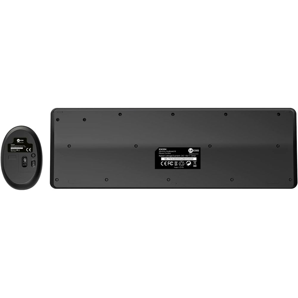 Kit Teclado E Mouse Sem Fio KW204 Lecoo, ABNT2, Bluetooth 2.4 GHz, Mouse 1.200 DPI, Ergonomico, Nano USB Até 10m - Preto