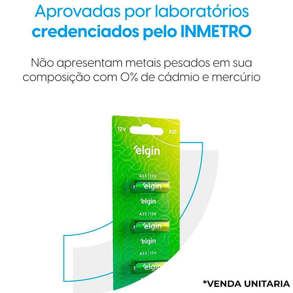Bateria A23 12V Elgin - 1 Unidade Fora da Cartela