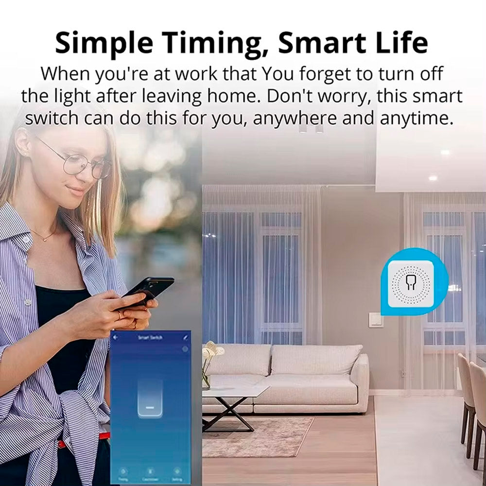 Mini Switch Para Interruptor Inteligente 100-240V, 20A Compatível Com Google Assistant e Alexa- Tuya