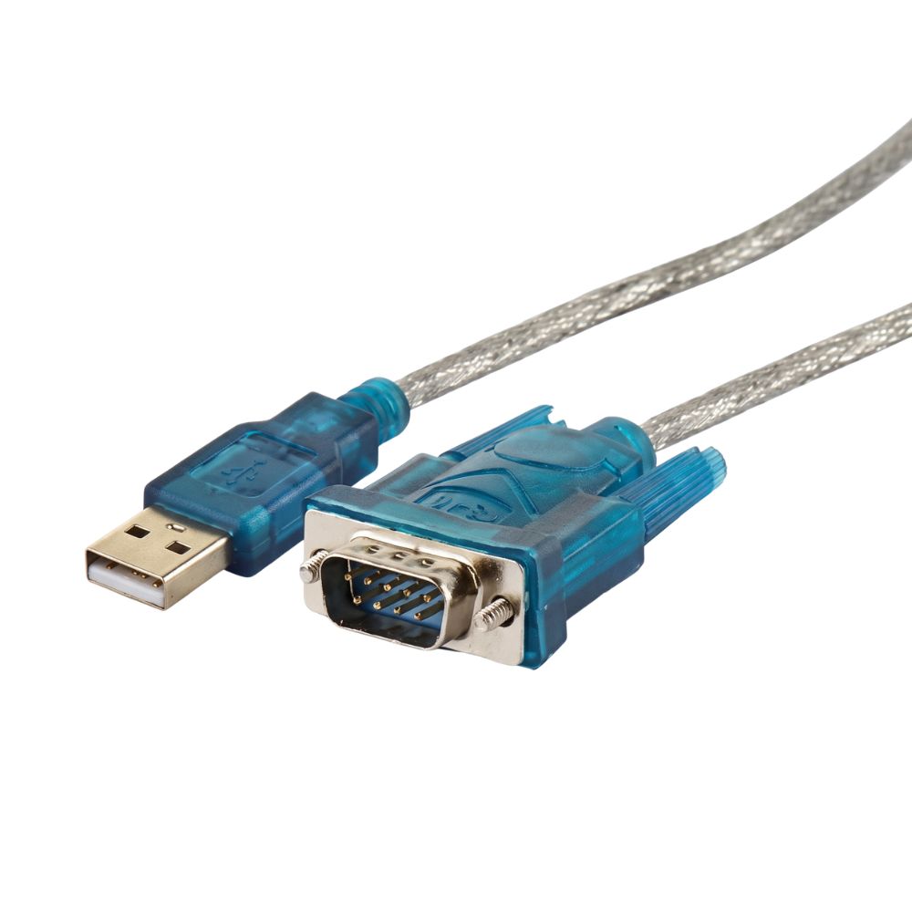 Cabo Adaptador Usb 2.0 Serial Conversor Rs232 Db9 9 Pinos Azul Transparente