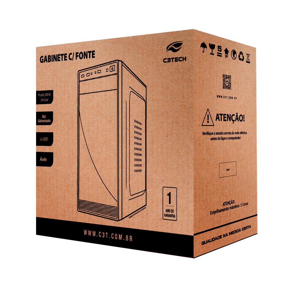 Gabinete Micro-ATX MT-31BK Com Fonte 200W C3Tech