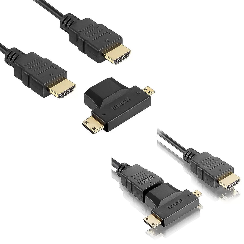Cabo HDMI Com Conector Banhado a Ouro, Adaptador Preto de 1,8 Metros, Elgin, 46RCHDMIADAP