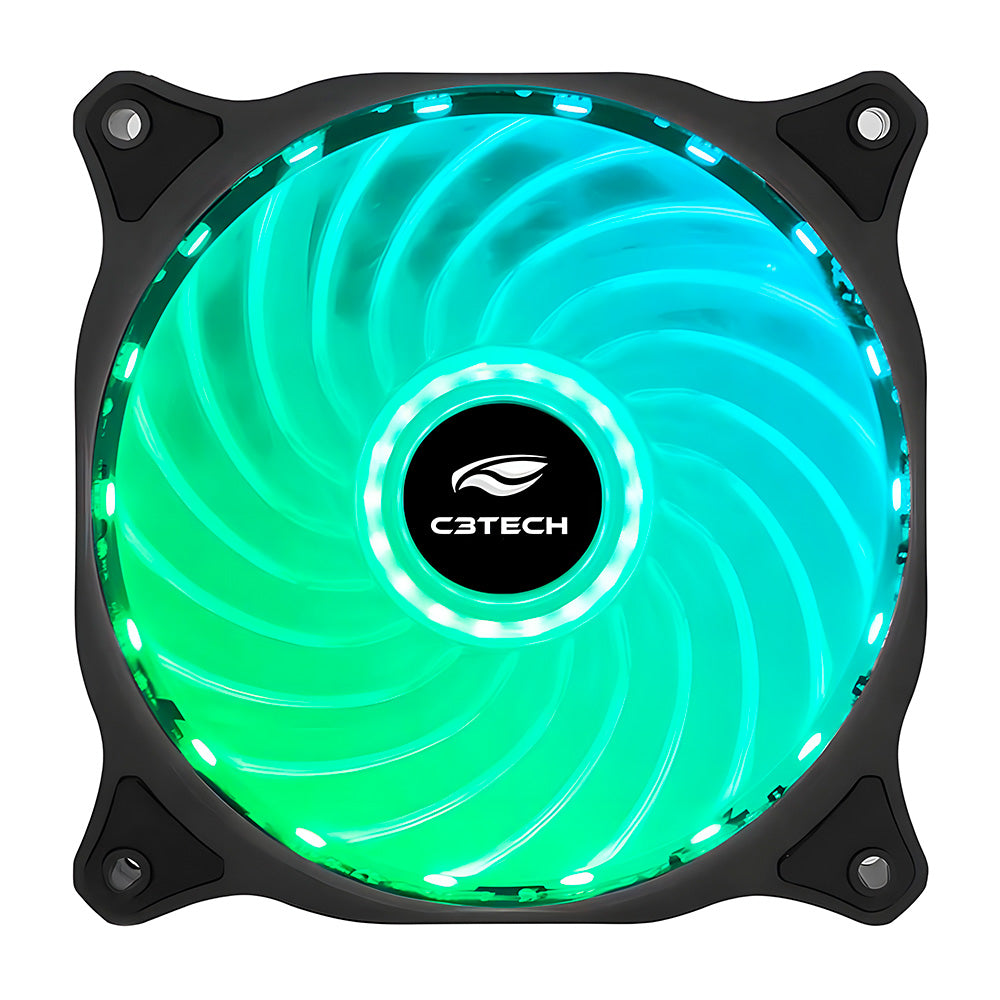 Cooler Fan F9-L150RGB Storm 12cm - Com iluminação RGB 18LED, Rolamento FDB, 12v 1200RPM - C3Tech