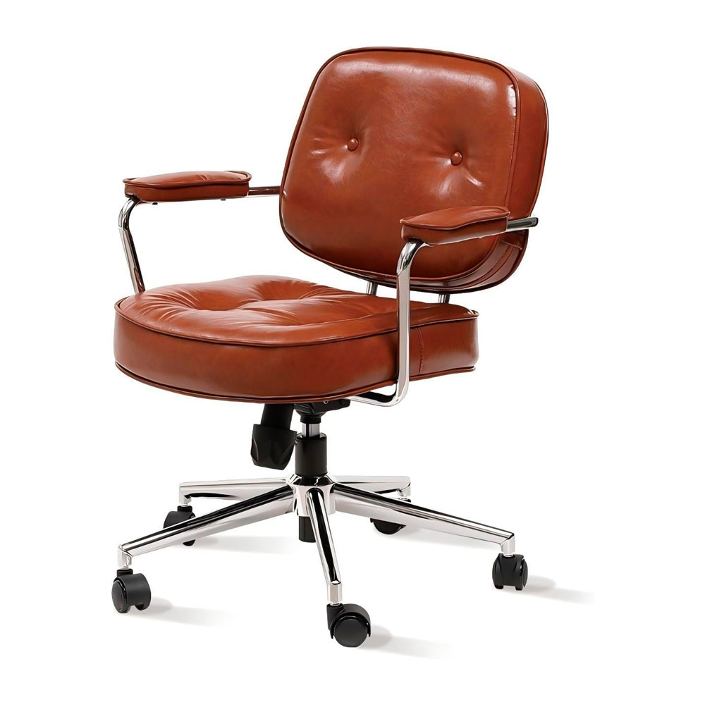 Cadeira Giratória Luxuosa Diretor De Alto Luxo Lazer, Retrô Design Confortável - Marrom