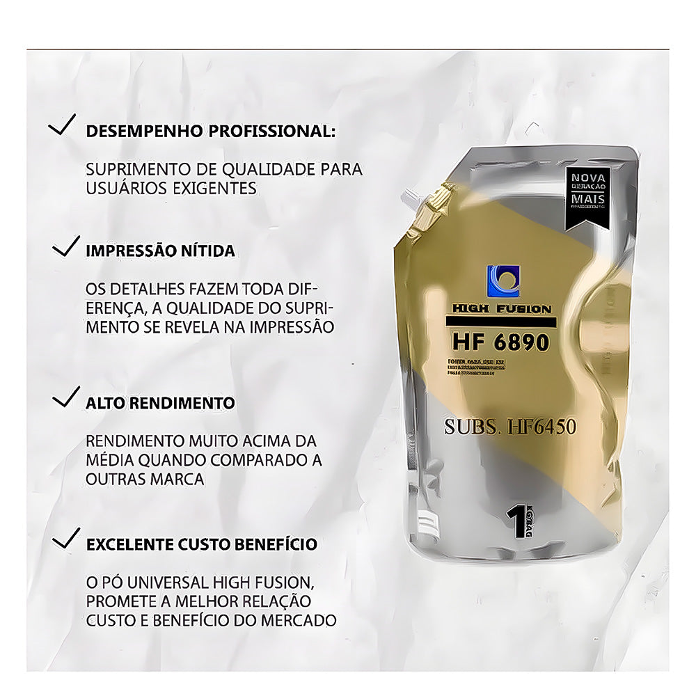 Refil Pó Para Recarga de Toner Compatível Com Brother, High Fusion HF-6890, 1 Kg Universal