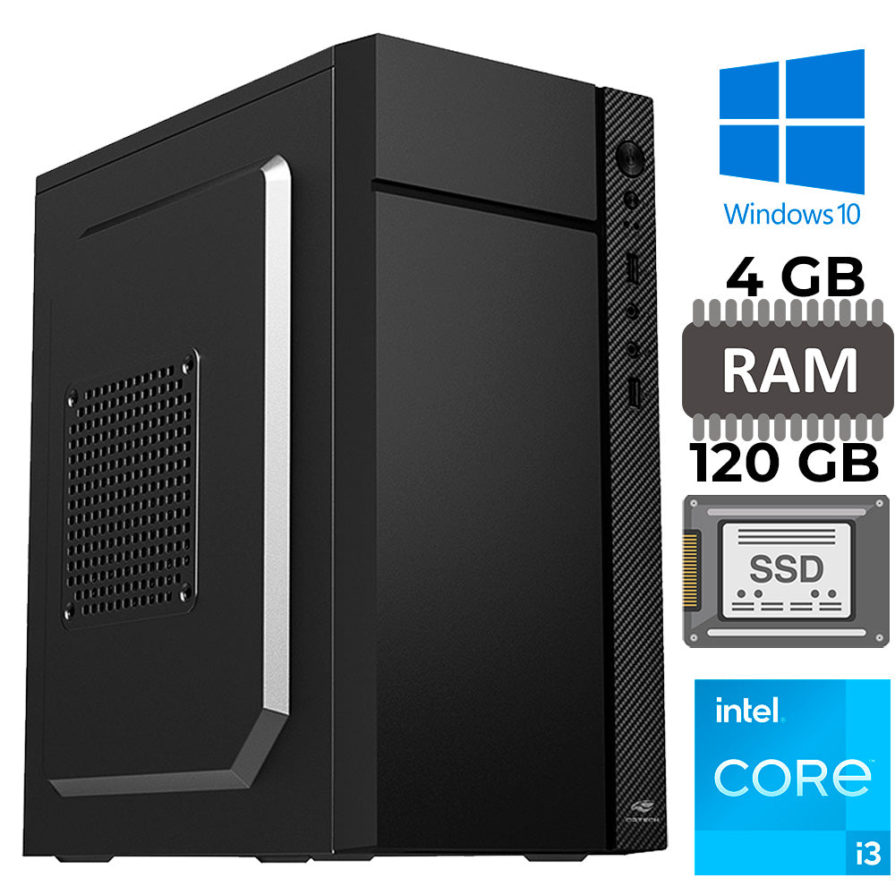 Computador Core i3-2120, Memória RAM 4GB, SSD 120GB, Gt-H61 Com Slot M2, Rede Gigabit, MT-34BK, Windows, MousePad Brinde