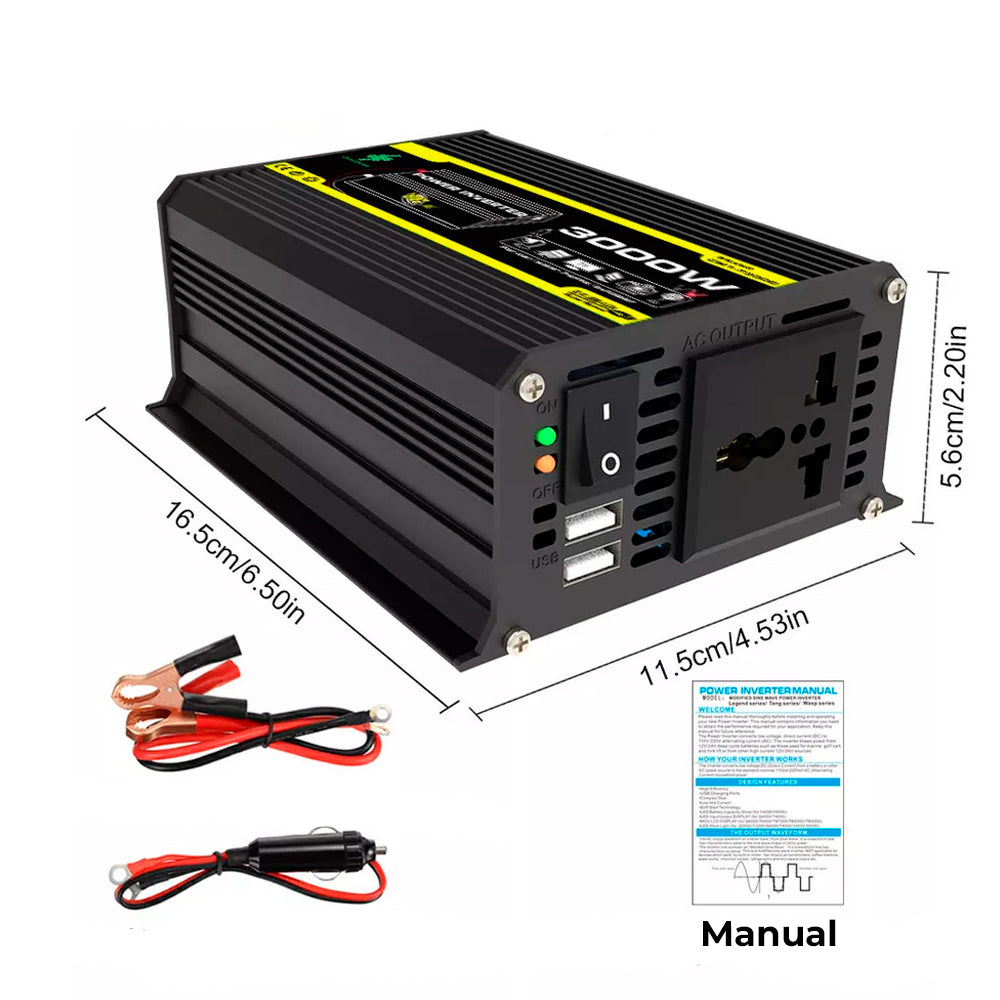 Conversor Inversor De Energia 3000W, DC 12V Para AC 220V, Preto - CM1-T3000