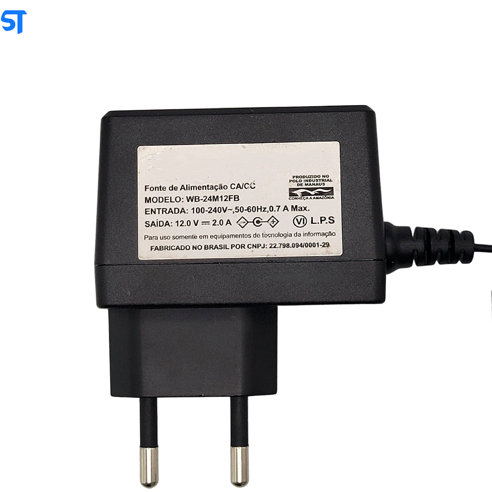 Fonte Carregador Notebook Positivo 12V 2.0A Bivolt 3.5mm x 1.0mm- WB-24M12FB
