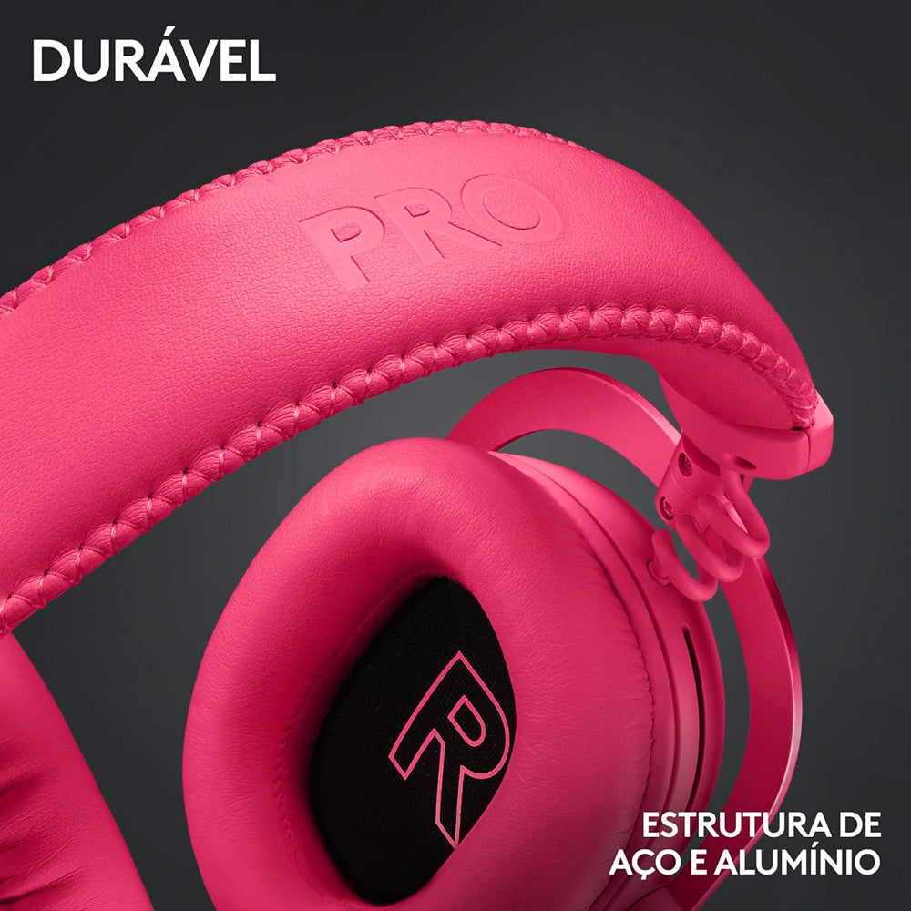 Headset Gamer Sem Fio Logitech G Pro X 2 Lightspeed, 50mm, Bluetooth, USB, 3.5mm, PC, Playstation e Switch, Rosa Magenta