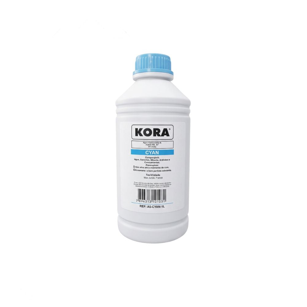 Litro de Tinta Kora Epson Universal Corante Ciano, Light Compativel Com Ecotank Epson L3150 L3250 L355 L365 L375 L395