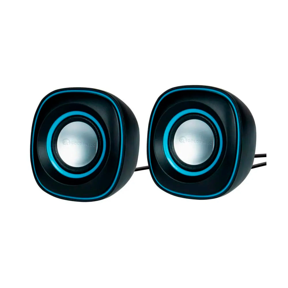 Caixa de Som USB Goldentec GT Sound 2.0 RMS 6W, Controle de Volume, Preto/Azul