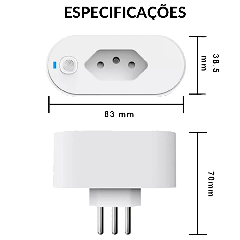 Plug de Tomada Inteligente, Padrão Brasileiro, 16A, Compatível Com Alexa, Google Home, SmartThings, Branco